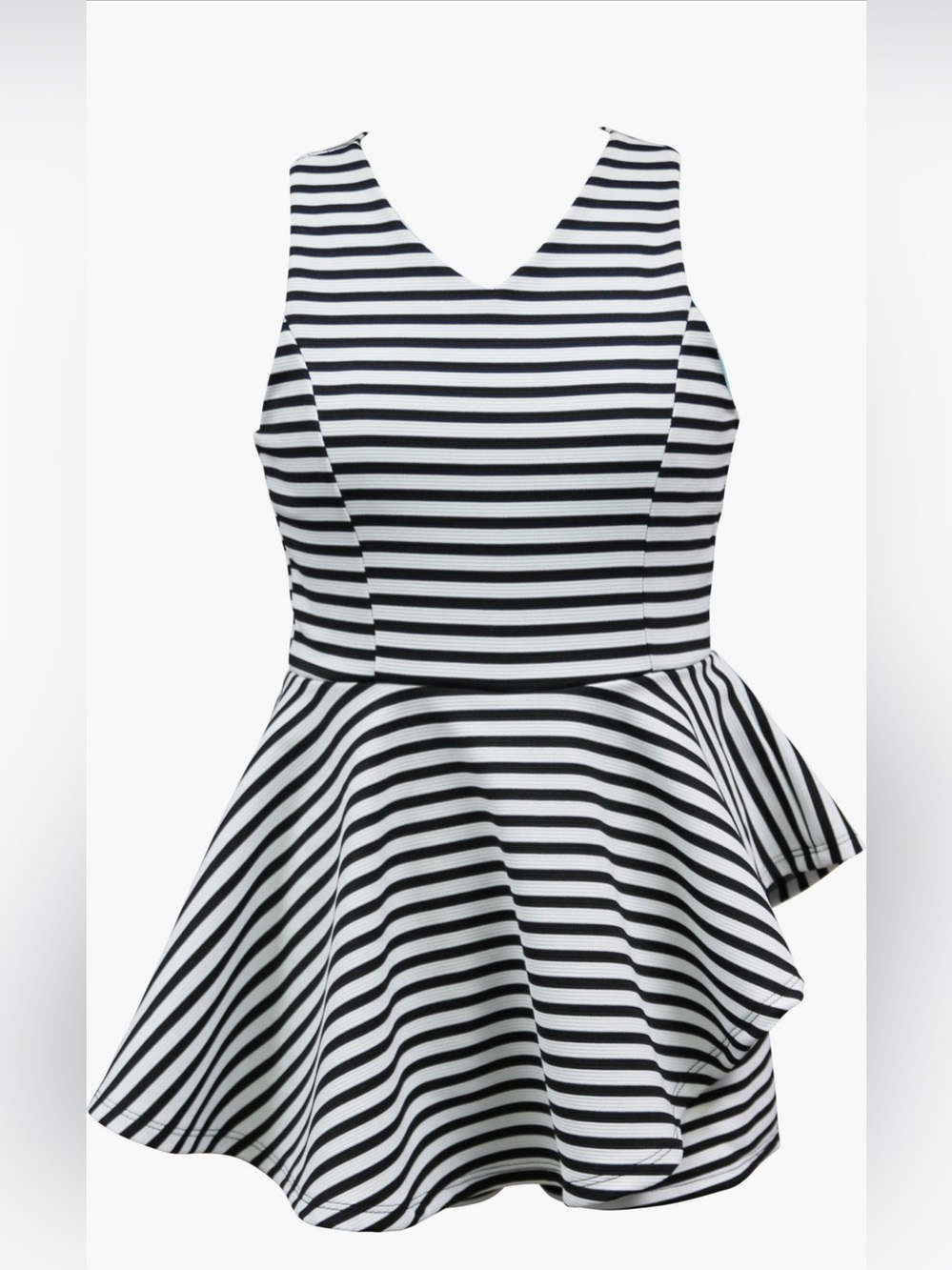Ava & Yelly Textured Black & White Striped Romper Girls’ Size 7